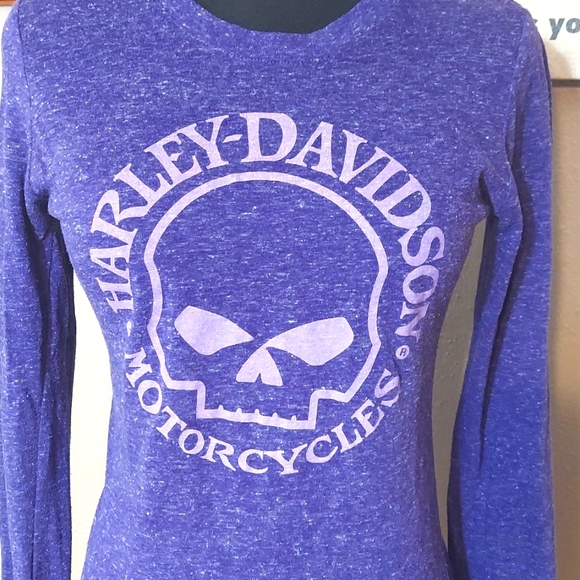 Women's Harley-Davidson Purple Knit Long Sleeve Logo Top - Picture 2 of 10